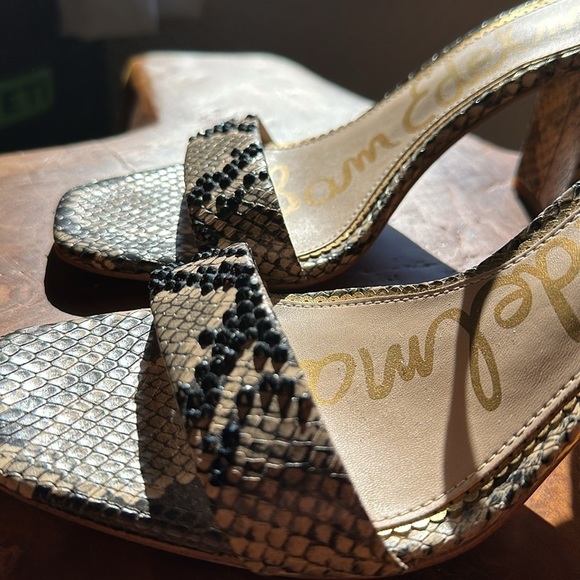 Sam Edelman Daniella Snake Print Leather block heel size 7.5 - Picture 7 of 12